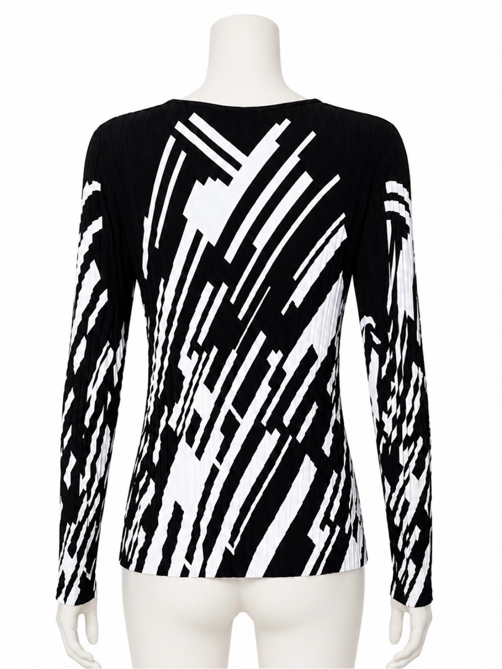 Nygard Collection Size XL Black White Long Sleeve Women’s Fitted Knit Top - Picture 2 of 3